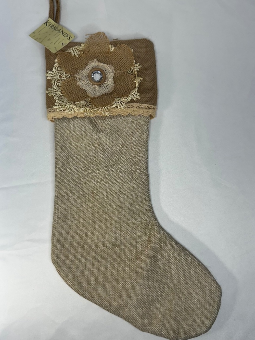 Burlap Stocking for Country Christmas Celebration or use as a Christmas Gift Bag